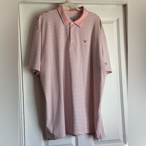 Callaway Size XXL 2X Opti Dri Pink White Grey Gray Stripe Polo Golf Shirt
